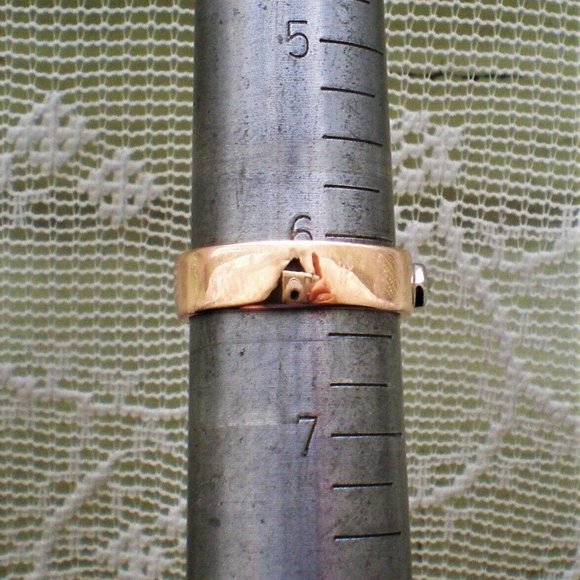 Vintage Russian USSR Solid 14K Rose Pink White Gold Diamond Wedding Band Ring - Picture 7 of 7